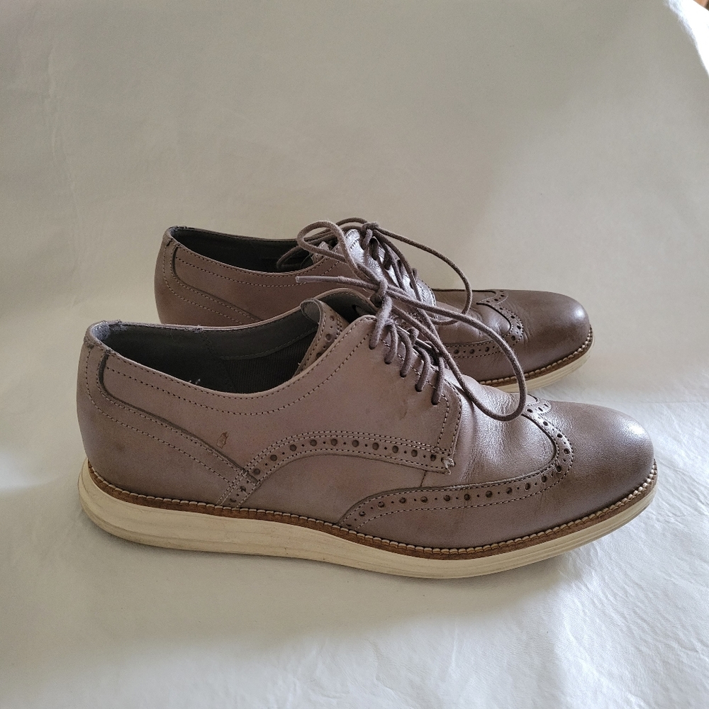 COLE HAAN Zerogrand Wingtip Gray Blue Leather Lace Up Oxford Size 10 wide